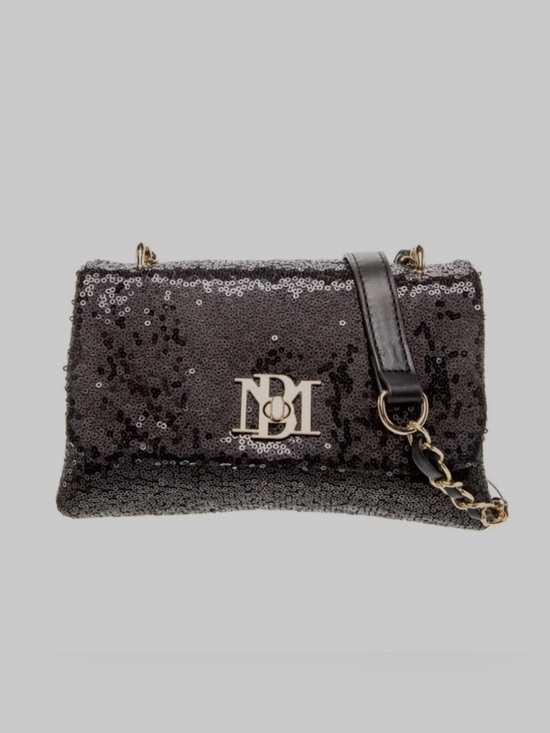 Badgley Mischka Handbags - Badgley Mischka Black Sequin Crossbody with Gold Logo Hardware NWT